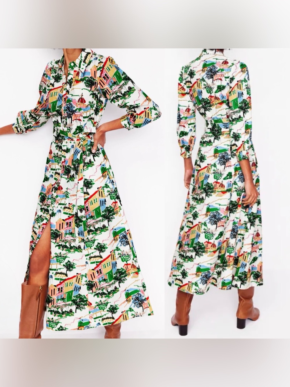 Boden Clara Maxi Shirt Dress Painted Village